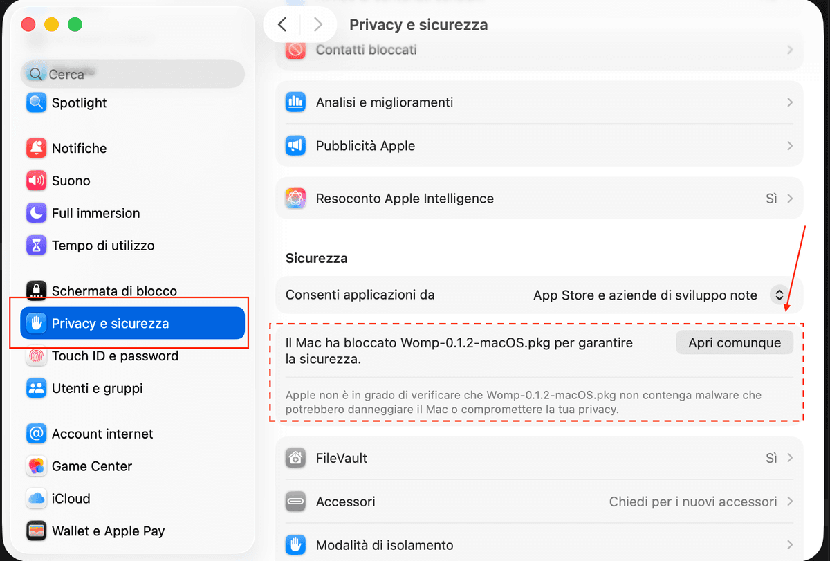 macOS Privacy & Security — Open Anyway button